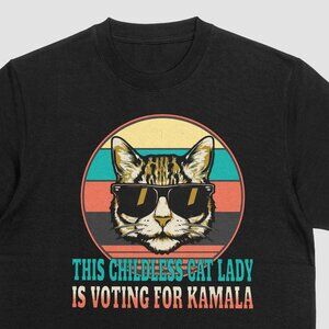 Kamala Harris Democrat Childless Cat Lady Women's T-shirt Black
